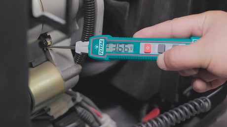 Scule TOTAL, Tester tensiune TOTAL DC 1–100V, afisaj digital, cablu 2.7 m, lanterna, iluminare display, 3, atomico.ro