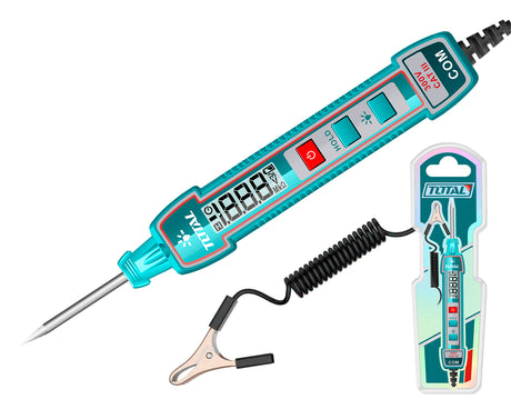 Scule TOTAL, Tester tensiune TOTAL DC 1–100V, afisaj digital, cablu 2.7 m, lanterna, iluminare display, 1, atomico.ro