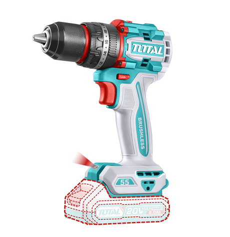 Total, Masina de gaurit cu percutie si acumulator TOTAL 20V – 2.0Ah Li-Ion (2 acumulatori + 1 incarcator), 1, atomico.ro