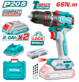 TOTAL - MASINA DE GAURIT CU PERCUTIE - 20V-2AH - MOTOR FARA PERII INCLUDE 2 ACUMULATORI, 1 INCARCAT