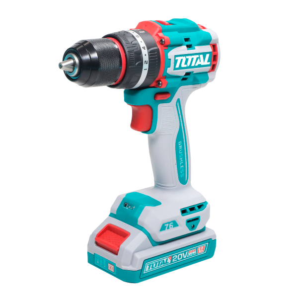 Masina de gaurit cu percutie TOTAL 20V, Brushless, 76 Nm, mandrina metalica 13 mm, 2 acumulatori 4.0Ah, incarcator, 2, atomico.ro