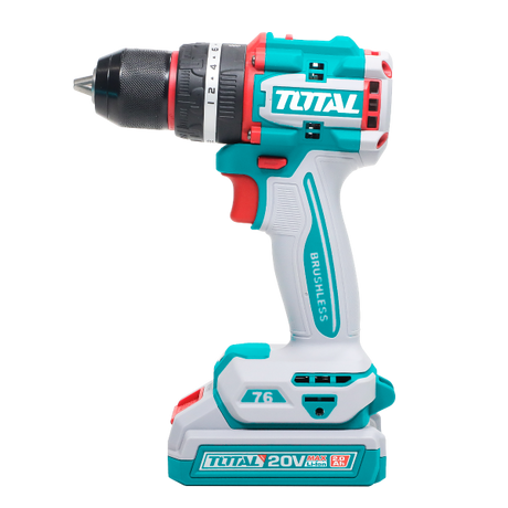Masini de Gaurit/ Insurubat - Bormasini, Masina de gaurit cu percutie TOTAL 20V, Brushless, 76 Nm, mandrina metalica 13 mm, 2 acumulatori 4.0Ah, incarcator, 5, atomico.ro
