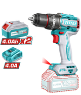 Masina de gaurit cu impact TOTAL –  96 Nm, 2000 rpm, 30000 bpm, 20V, 4.0Ah Li-Ion ( include 2 acumulatori, 1 incarcator)