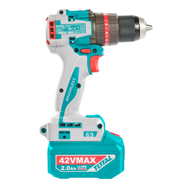 Masina de gaurit cu percutie TOTAL 42V, brushless, 69 Nm, mandrina metalica 13 mm, cu 47 accesorii, 2 acumulatori 2.0Ah si incarcator, 5, atomico.ro