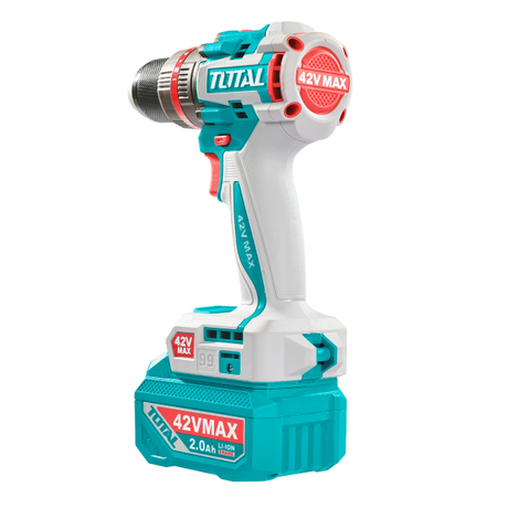 Scule TOTAL, Masina de gaurit cu percutie TOTAL 42V, brushless, 69 Nm, mandrina metalica 13 mm, cu 47 accesorii, 2 acumulatori 2.0Ah si incarcator, 7, atomico.ro