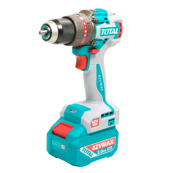 Masina de gaurit cu percutie TOTAL 42V, brushless, 69 Nm, mandrina metalica 13 mm, cu 47 accesorii, 2 acumulatori 2.0Ah si incarcator, 1, atomico.ro