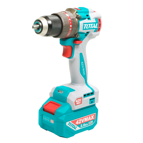 Scule TOTAL, Masina de gaurit cu percutie TOTAL 42V, brushless, 69 Nm, mandrina metalica 13 mm, cu 47 accesorii, 2 acumulatori 2.0Ah si incarcator, 1, atomico.ro