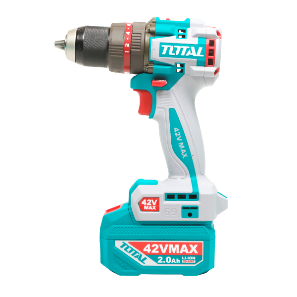 Masina de gaurit cu percutie TOTAL 42V, brushless, 69 Nm, mandrina metalica 13 mm, cu 47 accesorii, 2 acumulatori 2.0Ah si incarcator, 4, atomico.ro
