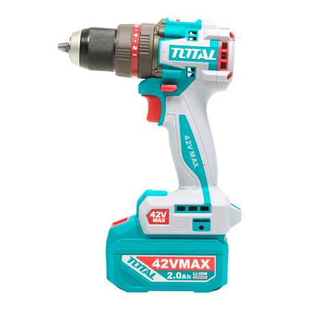 Scule TOTAL, Masina de gaurit cu percutie TOTAL 42V, brushless, 69 Nm, mandrina metalica 13 mm, cu 47 accesorii, 2 acumulatori 2.0Ah si incarcator, 4, atomico.ro