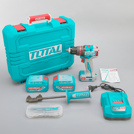 Masini de Gaurit/ Insurubat - Bormasini, Masina de gaurit cu impact TOTAL 42V, 99 Nm, mandrina metalica 13 mm (INCLUDE 2 ACUMULATORI, 1 INCARCATOR), 13, atomico.ro