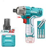 Masina de insurubat cu impact TOTAL, acumulator 12V-1.5Ah Li-Ion, HEX 1/4" (include 2 acumulatori)