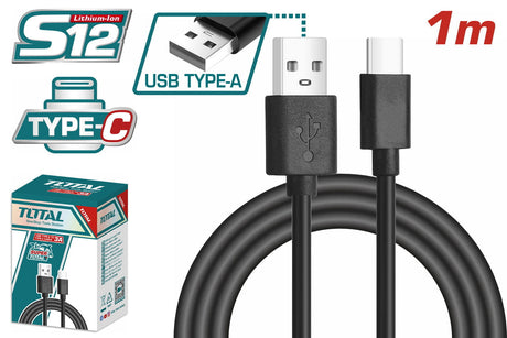 Accesorii scule electrice TOTAL, Cablu TOTAL USB-C, tip A la tip C, 1m, atomico.ro