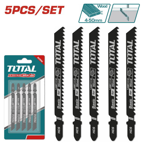Total, Set 5 buc lame fierastrau pendular Total pentru lemn, 74mm 8TPI, atomico.ro