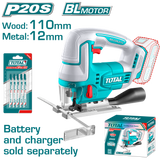 Fierastrau pendular TOTAL 20V Li-Ion, 3000 rpm, include 5 lame de ferastrau (acumulator si incarcator nu sunt incluse)