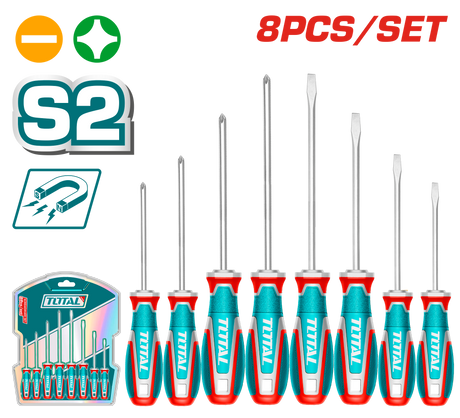 Surubelnite, Set surubelnite TOTAL 8 piese SL/PH, otel S2, 2, atomico.ro