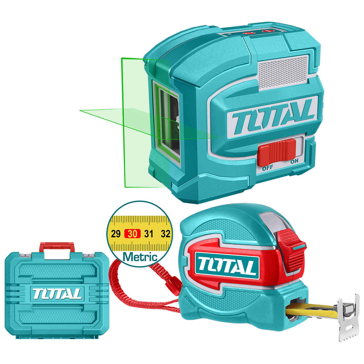 Kit TOTAL Nivela laser verde 35 m cu Ruleta 5 m, 1, atomico.ro