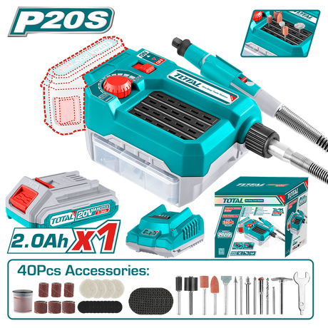 Total, Mini polizor TOTAL 20V 2.0Ah (include acumulator si incarcator), 2, atomico.ro