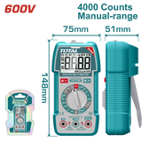 Multimetru digital TOTAL – True RMS 4000 count, NCV, test baterie, lanterna integrata