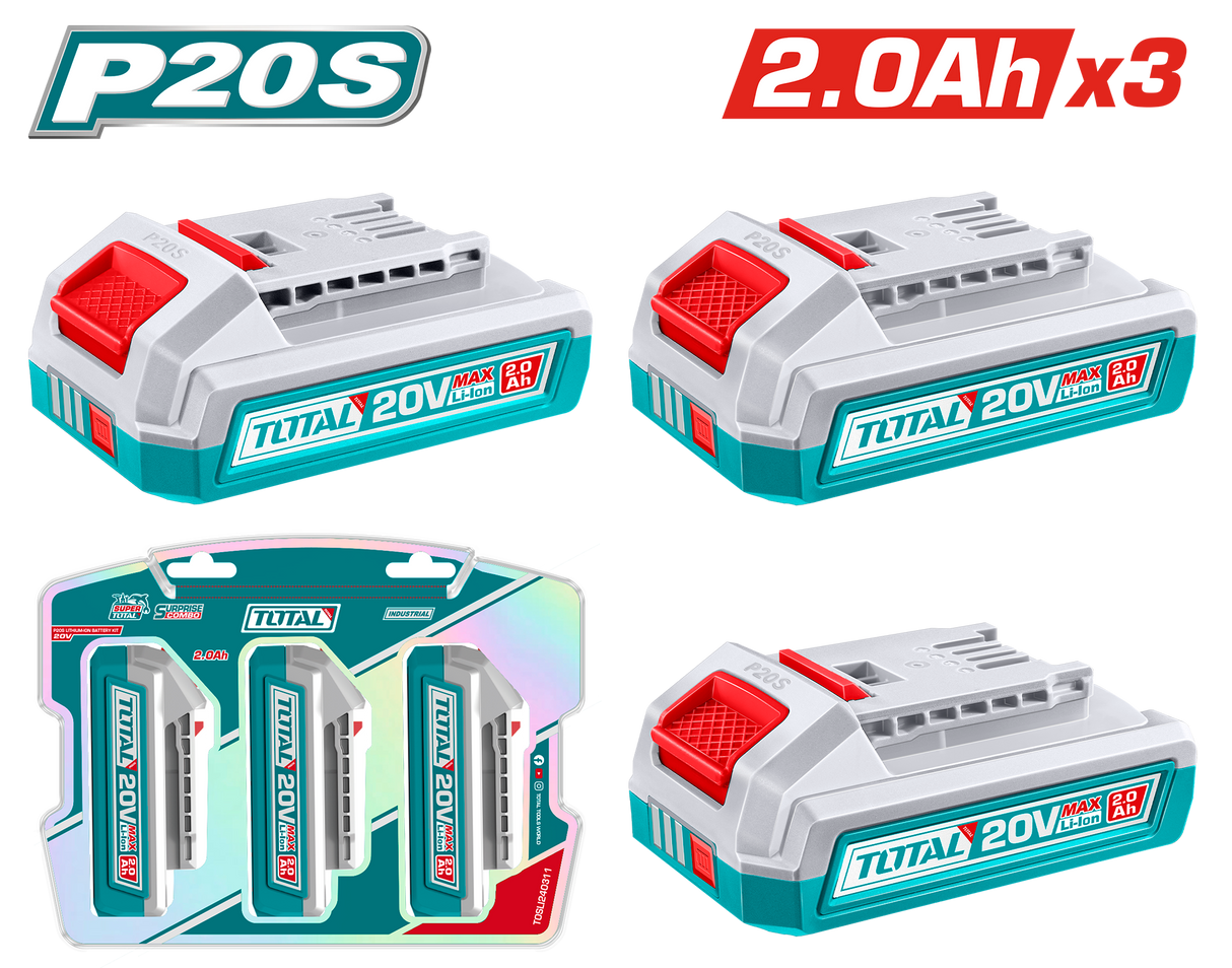 Kit 3 acumulatori TOTAL 20V, 2.0Ah, Li-Ion, compatibil P20S, 1, atomico.ro