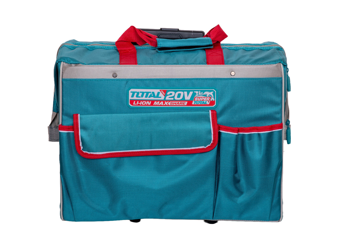 Kit Combo TOTAL 20V – Bormasina cu percutie, Masina de insurubat cu impact, Polizor unghiular, Ciocan rotopercutor, Fierastrau circular, Suflanta, Slefuitor, Pistol cu aer cald, Lampa de lucru pe acumulator - include 2 baterii, incarcator si accesorii, 2, atomico.ro