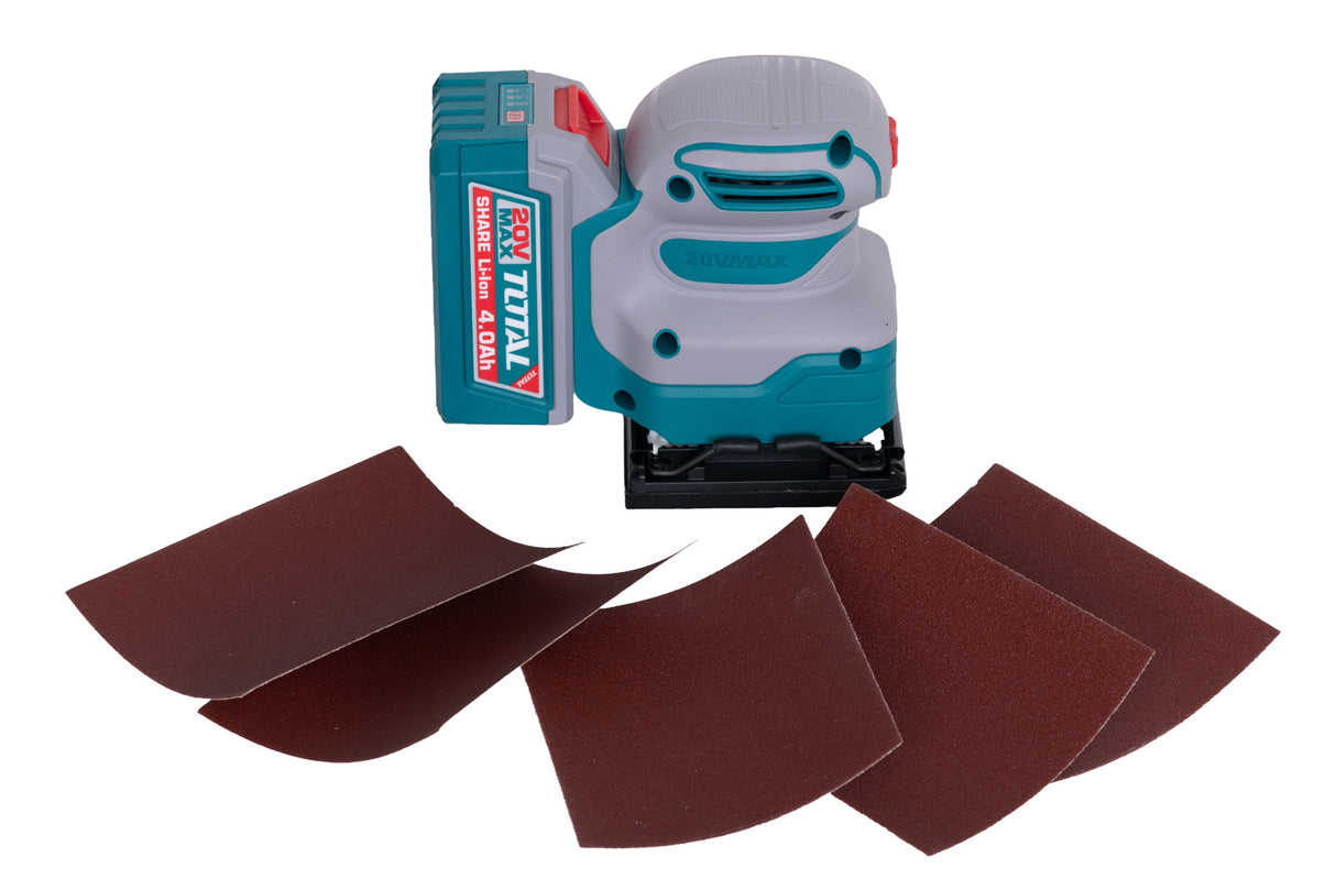 Kit Combo TOTAL 20V – Bormasina cu percutie, Masina de insurubat cu impact, Polizor unghiular, Ciocan rotopercutor, Fierastrau circular, Suflanta, Slefuitor, Pistol cu aer cald, Lampa de lucru pe acumulator - include 2 baterii, incarcator si accesorii, 16, atomico.ro