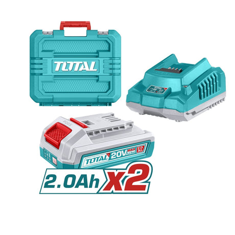 Foarfeci de tuns gard viu, Kit gradinarit TOTAL 20V – Foarfeca electrica de crengi + Mini drujba (include 2 acumulatori si 1 incarcator), 2, atomico.ro