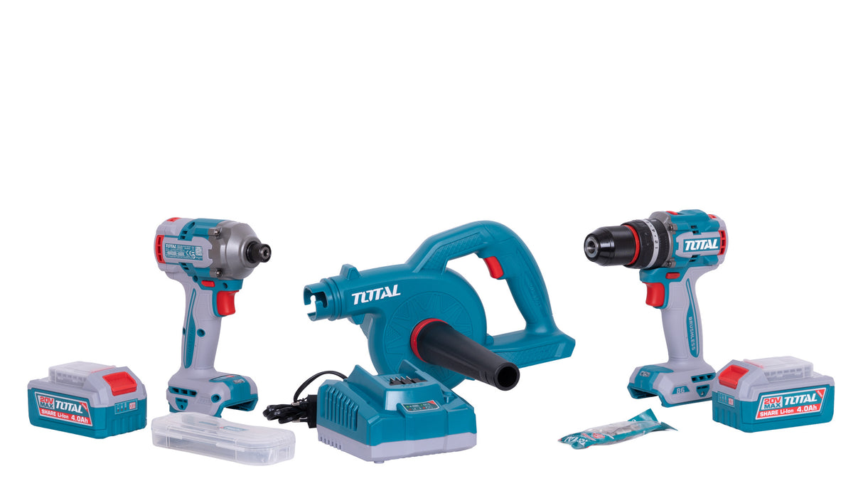 Kit combo TOTAL 20V cu Masina de gaurit cu percutie, Masina de insurubat cu impact si Suflanta, 1, atomico.ro