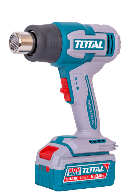 Scule electrice, Kit combo TOTAL 20V, masina de insurubat cu impact Brushless 1000 Nm si suflanta cu aer cald, 2 acumulatori 5.0Ah, incarcator, 2, atomico.ro
