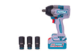 Kit combo TOTAL 20V, masina de insurubat cu impact Brushless 1000 Nm si suflanta cu aer cald, 2 acumulatori 5.0Ah, incarcator