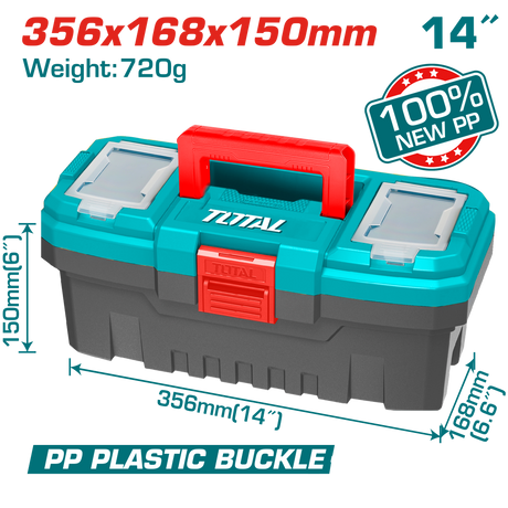 Truse scule, Cutie scule TOTAL 14", plastic PP, compartimente organizare, tava inclusa, 6, atomico.ro