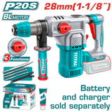 Ciocan rotopercutor TOTAL, Li-Ion 20V, 4.5 J, brushless, SDS Plus, fara acumulator si incarcator