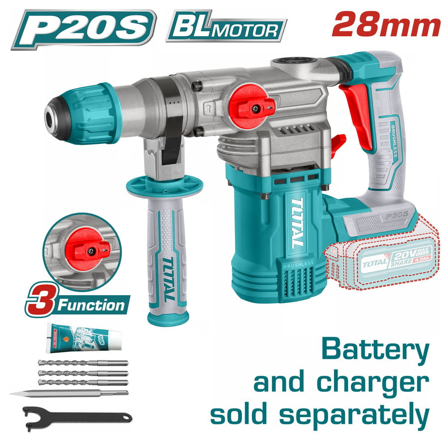 Ciocan rotopercutor TOTAL LI-ION 20V NU INCLUDE ACUMULATOR, 7, atomico.ro