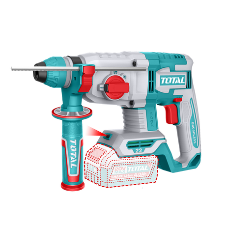 Oferta Zilei, Ciocan rotopercutor Total Li-Ion 20V, 2.0J, motor fara perii, 5400 bpm, 1100 rpm, 1, atomico.ro