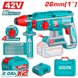 Ciocan rotopercutor TOTAL 42V, SDS Plus, 26 mm, 2.5 J, brushless (INCLUDE 2 ACUMULATORI, 1 INCARCATOR)