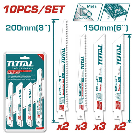 Total, Set 10 buc lame fierastrau sabie Total pentru lemn si metal 150mm, 200mm, atomico.ro