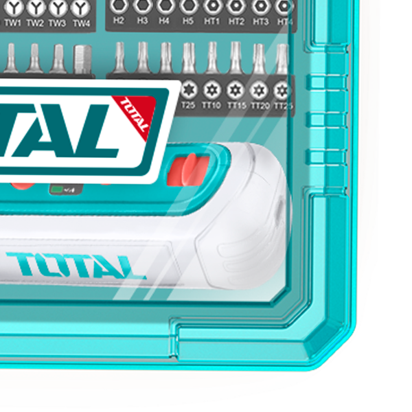 Surubelnita electrica TOTAL 4V, 1/4" HEX, 5 Nm, USB-C, set 42 biti inclusi, 6, atomico.ro