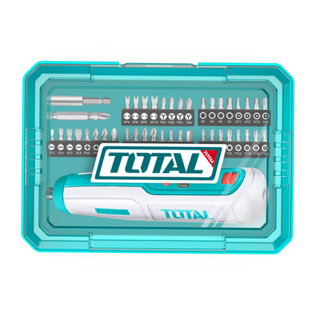 Scule TOTAL, Surubelnita electrica TOTAL 4V, 1/4" HEX, 5 Nm, USB-C, set 42 biti inclusi, 2, atomico.ro