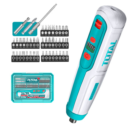 Scule TOTAL, Surubelnita electrica TOTAL 4V, 1/4" HEX, 5 Nm, USB-C, set 42 biti inclusi, 1, atomico.ro