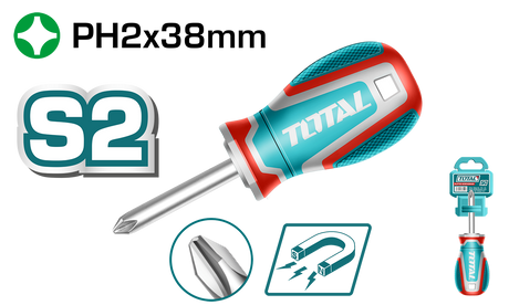 Total, Surubelnita Phillips TOTAL PH2, magnetica – 6.0 mm x 38 mm (Industrial), 2, atomico.ro