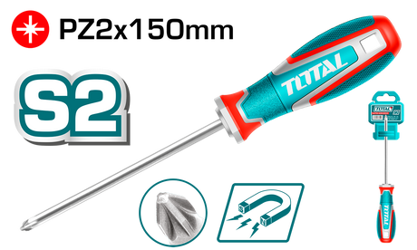Scule si unelte de mana, Surubelnita stea TOTAL PZ2 – lama 150 mm, S2, 6.0 mm, varf magnetic, 2, atomico.ro