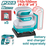 Masina de slefuit TOTAL 20V cu talpa patrata, 110x100 mm