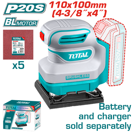 Scule electrice, Masina de slefuit TOTAL 20V cu talpa patrata, 110x100 mm, 2, atomico.ro