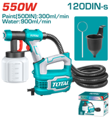 Pistol electric vopsit TOTAL 550W, HVLP, debit 850 ml/min, rezervor 800 ml
