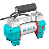 Compresor auto TOTAL 12V, 8 bar, 45 l/min, cilindru dublu, furtun 3 m, geanta inclusa