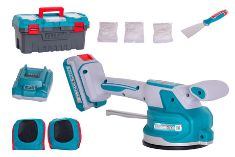 Vibratoare beton, Vibrator cu ventuza pentru placi ceramice TOTAL – 20V, 60 kg, 6 viteze, set accesorii inclus (include acumulator si incarcator), 1, atomico.ro
