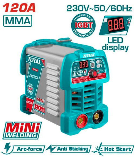 Aparate de sudura cu electrod (MMA tip invertor), Aparat sudura TOTAL MMA 120A, invertor IGBT, 230V, electrozi 3.2 mm, LED, 2, atomico.ro