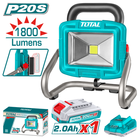 Toate produsele, Lampa de lucru LED TOTAL 20V, 1800 lumeni, 20W, cu acumulator si incarcator, 1, atomico.ro