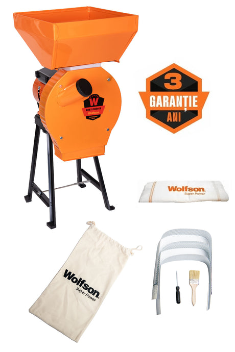 Moara Cereale, PromoMoara pentru cereale Wolfson cu suport metalic - 2in1, 2700W, 200kg/h - Accesorii incluse, 1, atomico.ro