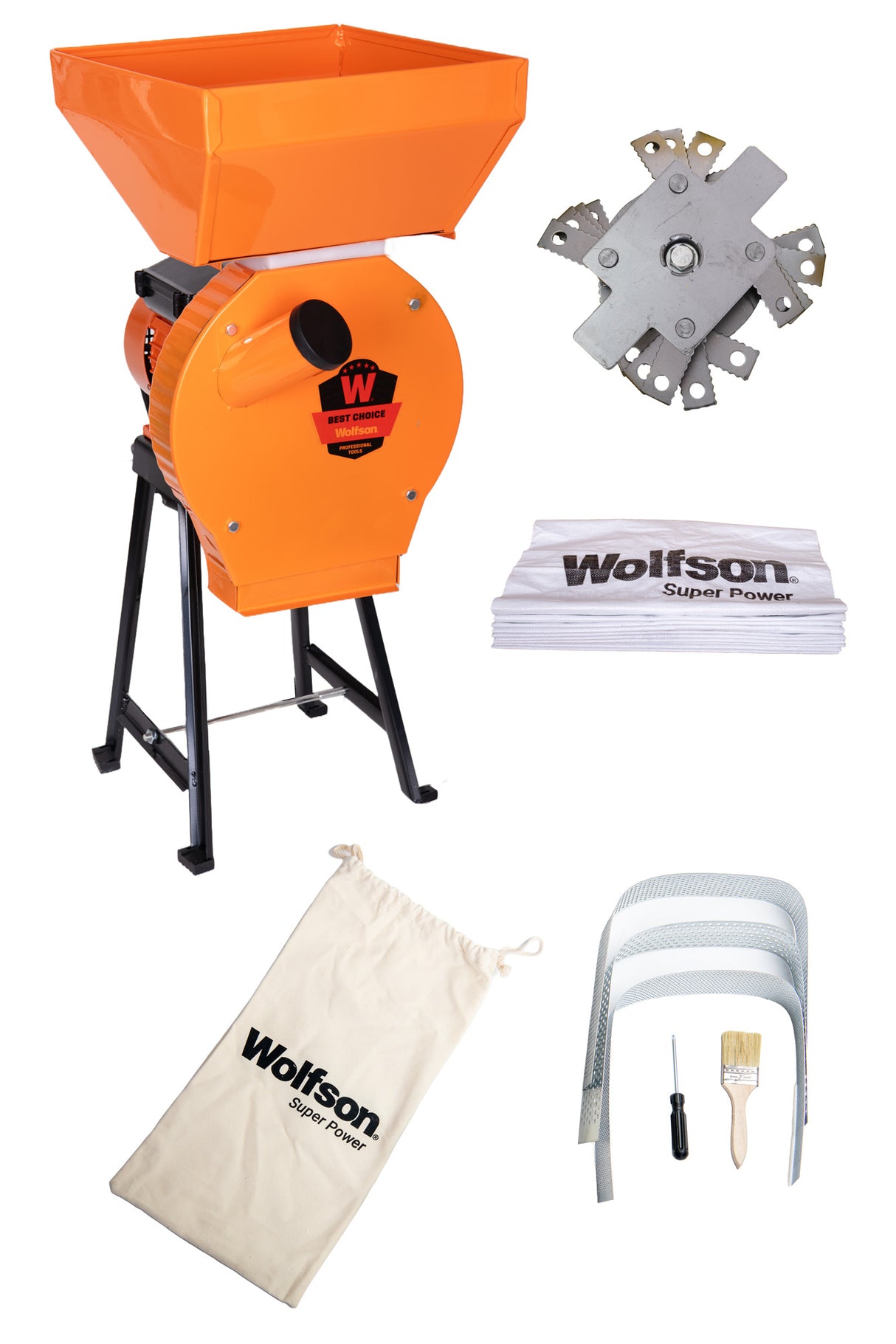 Moara pentru cereale Wolfson cu suport metalic - 2in1, 2700W, 200kg/h + accesoriu furaje, 3, atomico.ro