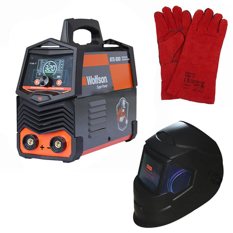 Aparate de sudura cu electrod (MMA tip invertor), Aparat de sudura cu electrod Wolfson ATX-320 cu Inverter 2 in 1 MMA si LIFT-TIG, 140Ah + Masca de sudura automata, Manusi de sudura, 1, atomico.ro